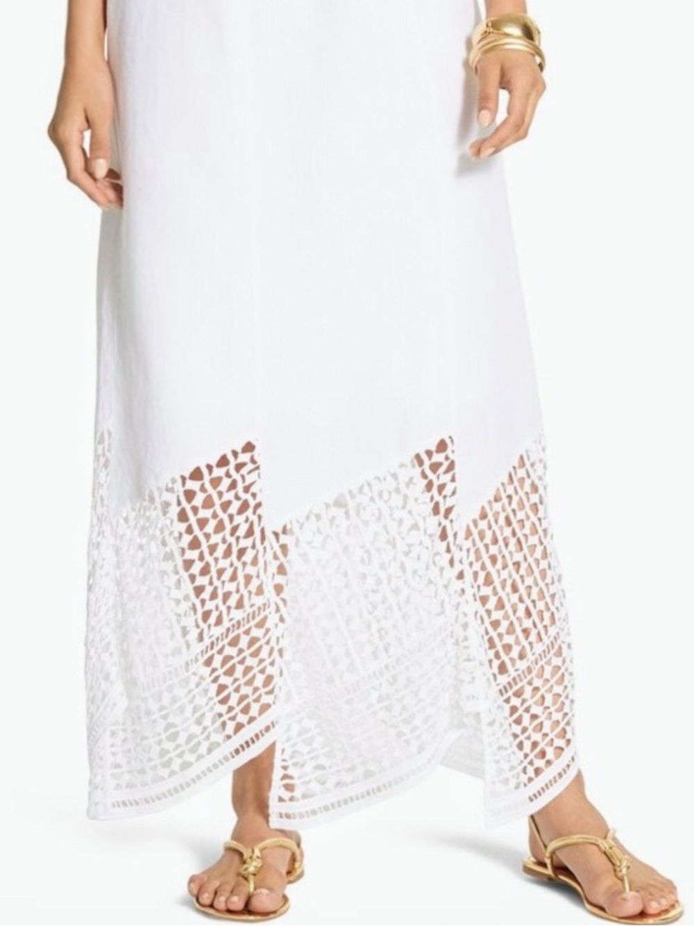Chico’s Crochet Detail Leah Skirt in Optic White Sz 3 (16) Lace Hollow Out